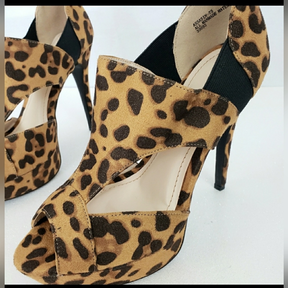 ANN MICHELLE Super Sexy Animal Print Platform Stiletto 5" Heels,Peeptoe Sz 7 NEW